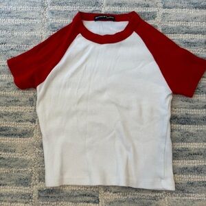 Red and white Brandy Melville baby tee